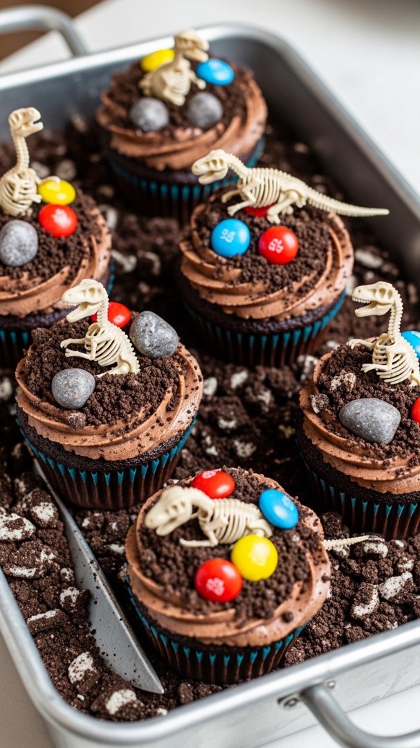 048 Jurassic Fossil Themed Dinosaur Cupcake Ideas for Kids Birthday Party Dig Sites - Themed Ideas