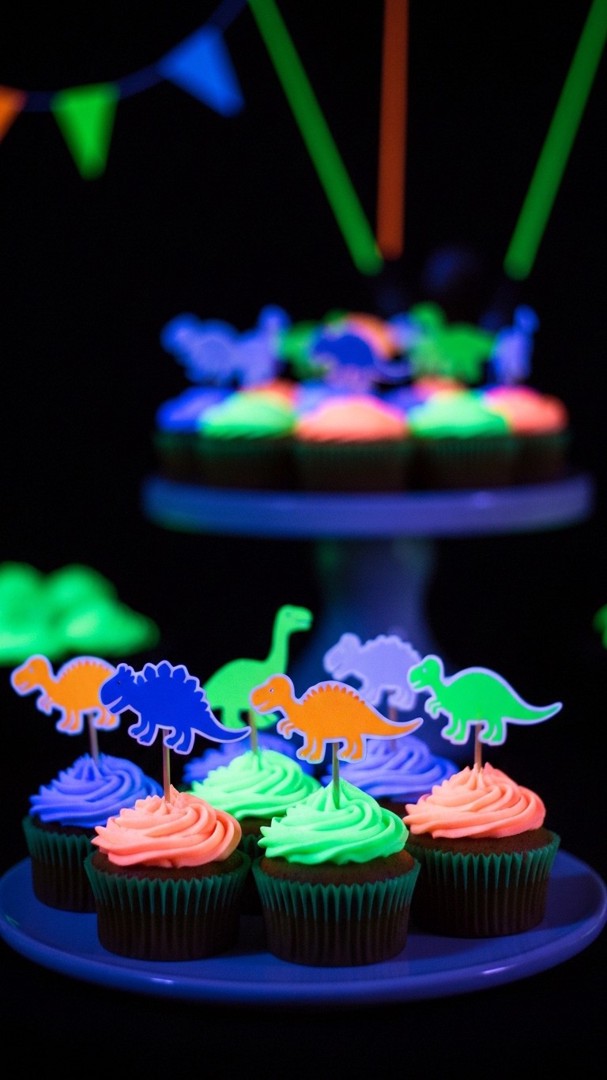049 Glow in the Dark Dinosaur Birthday Cupcake Ideas for Unforgettable Kids Parties - Themed Ideas