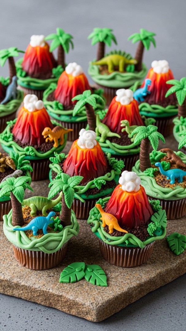 050 Jungle Adventure Dinosaur Cupcake Design Ideas to Spark Kids Birthday Imagination - Themed Ideas