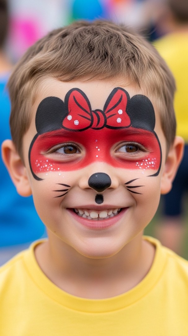 052 Gender Neutral Minnie Mouse Face Paint Ideas for Boys and Girls Ages 4 to 10 - Themed Ideas