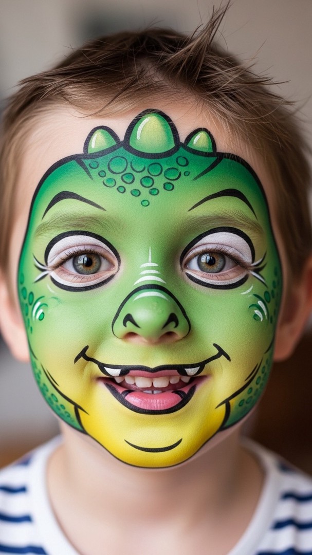 054 Cute Baby Dinosaur Face Painting Ideas for Toddlers and Young Kids - Themed Ideas