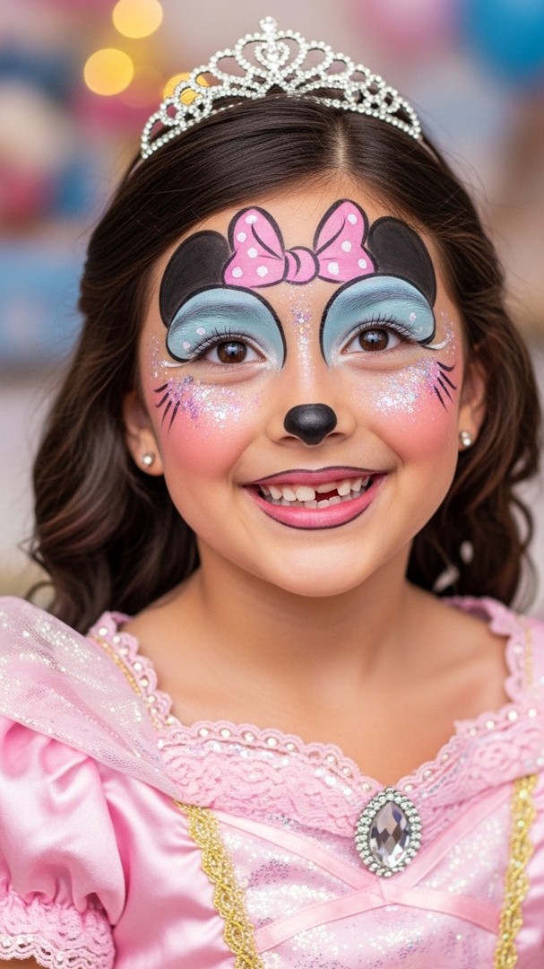 055 Magical Princess Inspired Minnie Mouse Face Paint Ideas for Little Girls - Themed Ideas