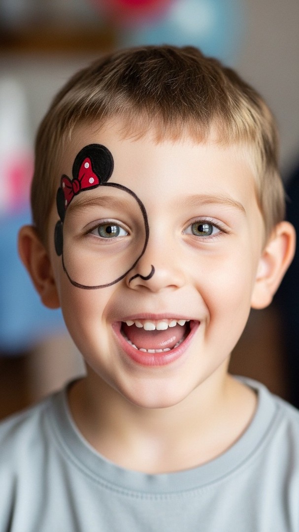 058 Simple Minnie Mouse Face Paint Ideas for Little Kids and Quick Designs - Themed Ideas
