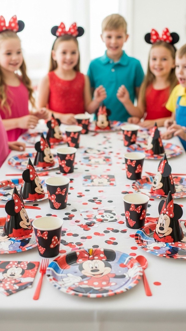 061 Magical Minnie Mouse balloon decorations for kids party with red and pink accents - Themed Ideas
