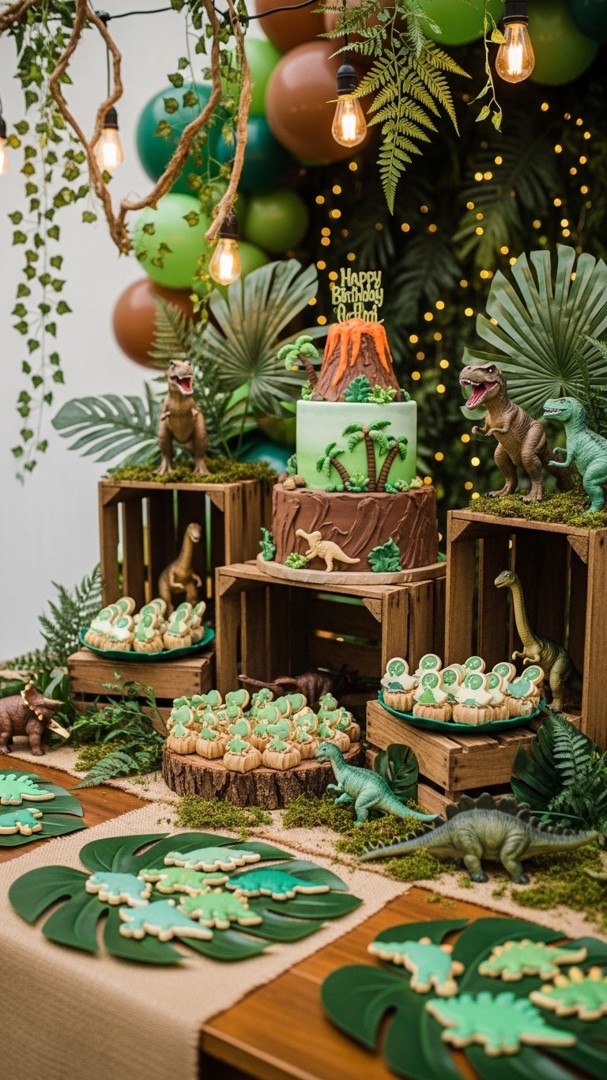 067 Jungle inspired dinosaur birthday party decor for kids 4 10 years old - Themed Ideas