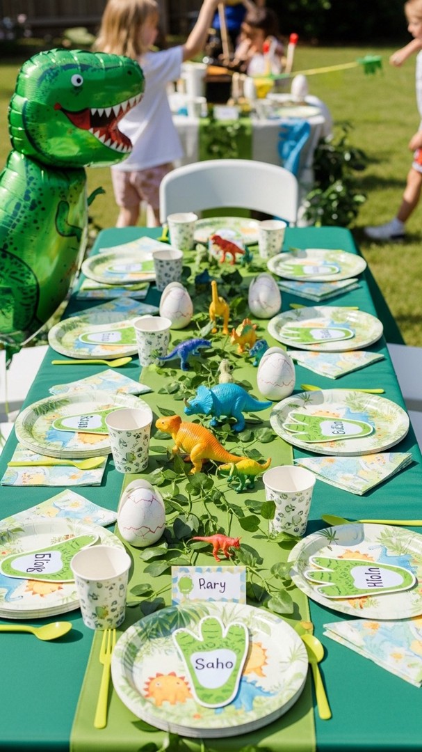 069 Dinosaur table setting and centerpiece ideas for kids birthday celebrations - Themed Ideas