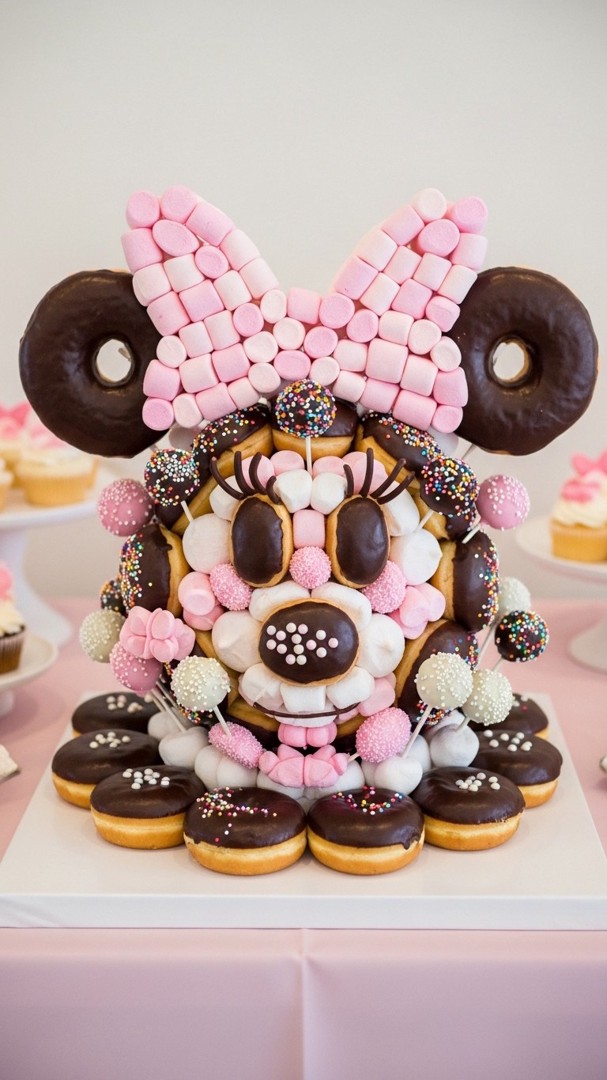 069 Unique Minnie Mouse party centerpiece ideas using themed sweets and treats - Themed Ideas