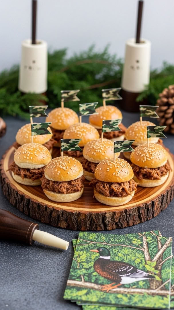 072 Duck Dynasty Themed Party Snacks Pulled Pork Sliders for Kids to Enjoy - Themed Ideas