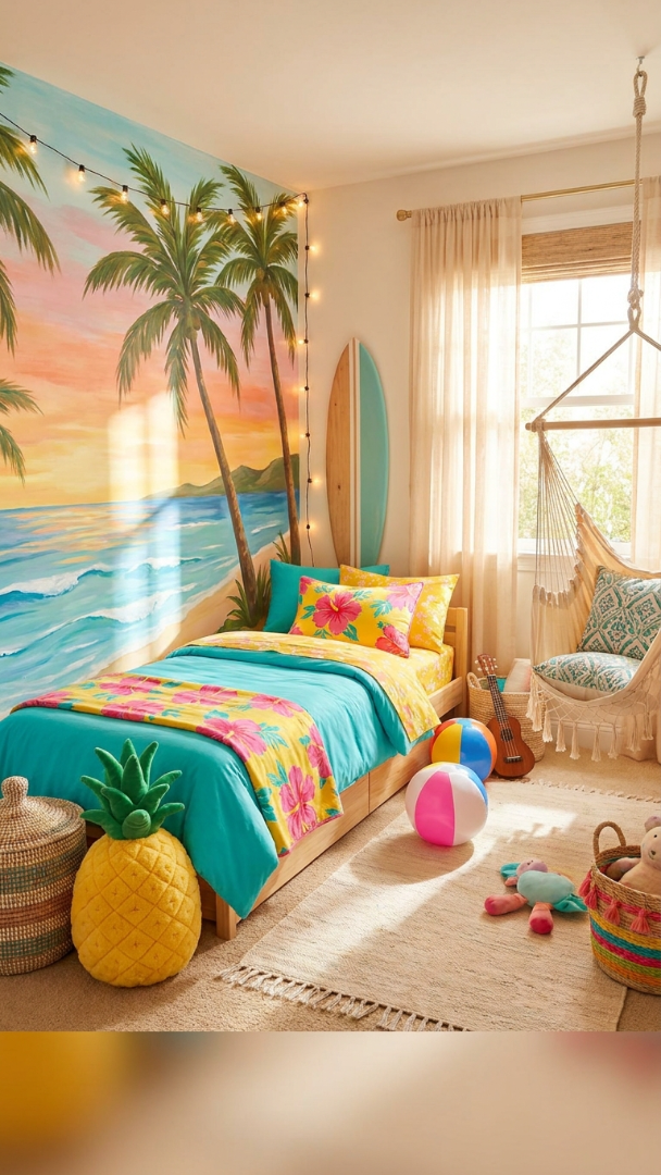 010 Bright and Colorful Luau Bedroom Ideas for Kids Rooms - Themed Ideas