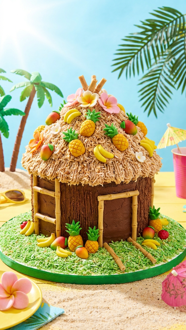013 Whimsical Tiki Hut Luau Cake for Kids Parties - Themed Ideas
