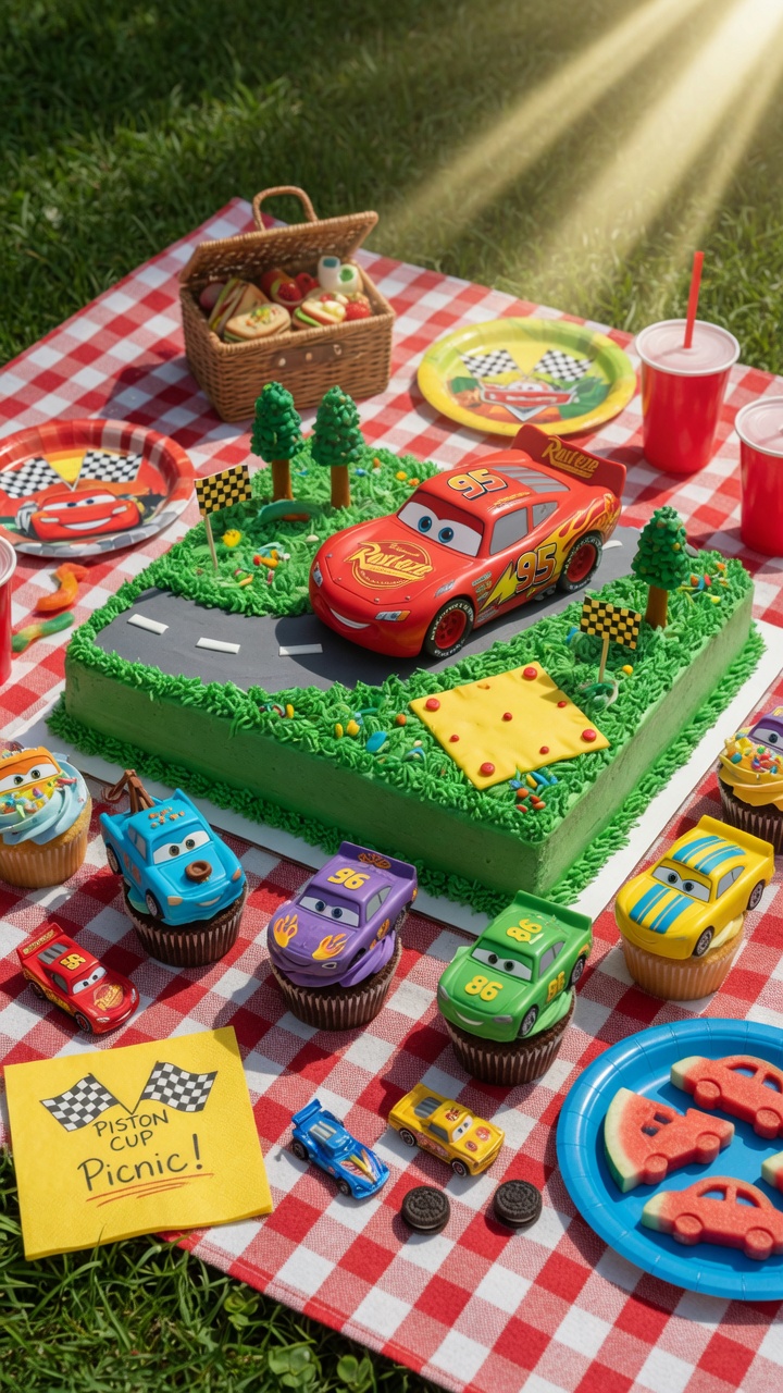 014 Fun Disney Cars Picnic Cake for Birthday Celebrations - Themed Ideas