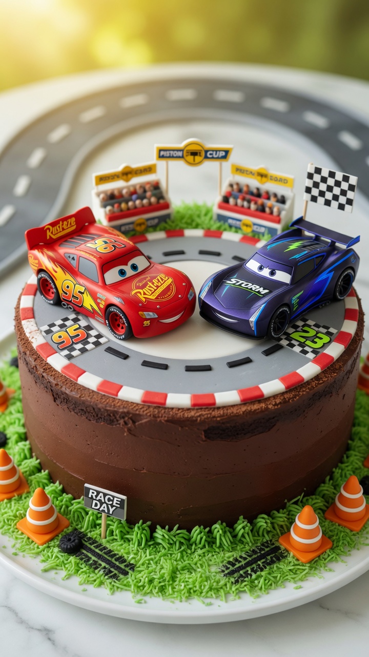 016 Dynamic Disney Cars Racing Scene Cake for Birthdays - Themed Ideas