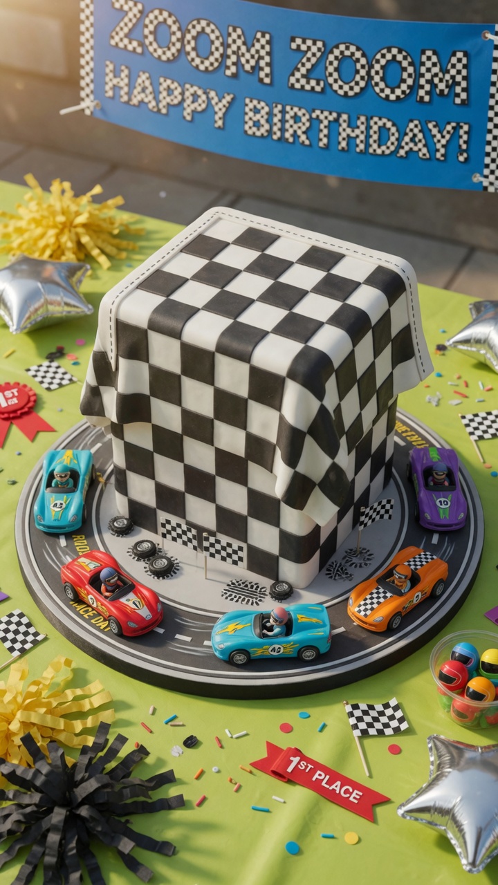 018 Unique Checkered Flag Disney Cars Cake for Birthday Parties - Themed Ideas