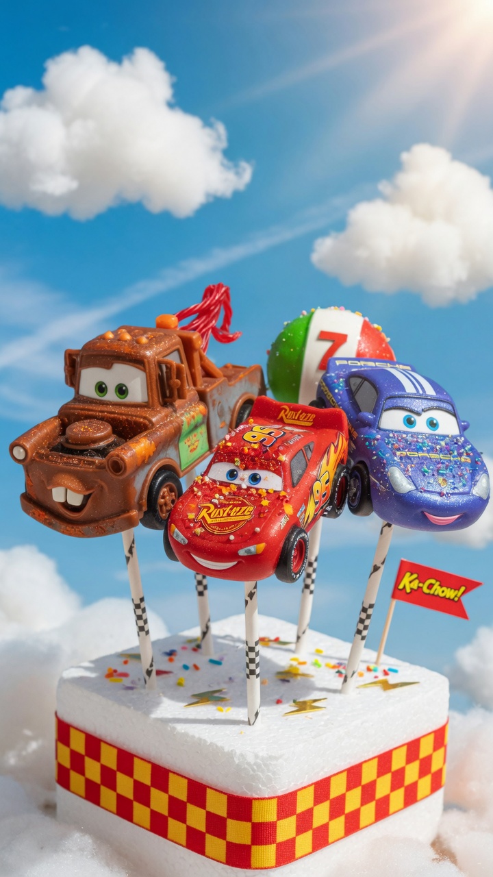 024 Bright and Colorful Disney Cars Cake Pops - Themed Ideas