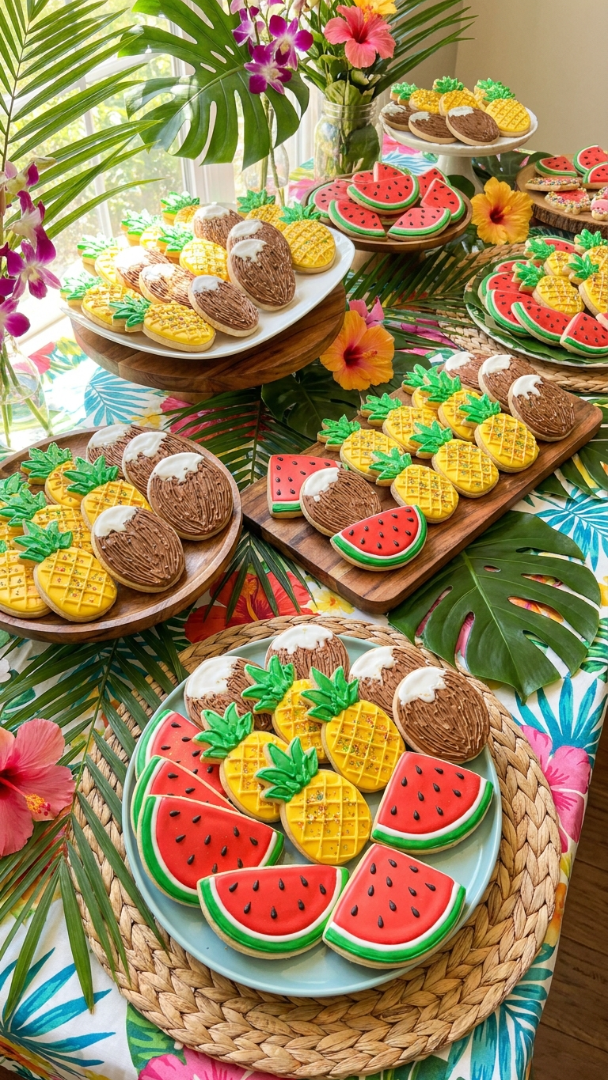 035 Tropical Fruit Luau Cookie Designs for Kids - Themed Ideas