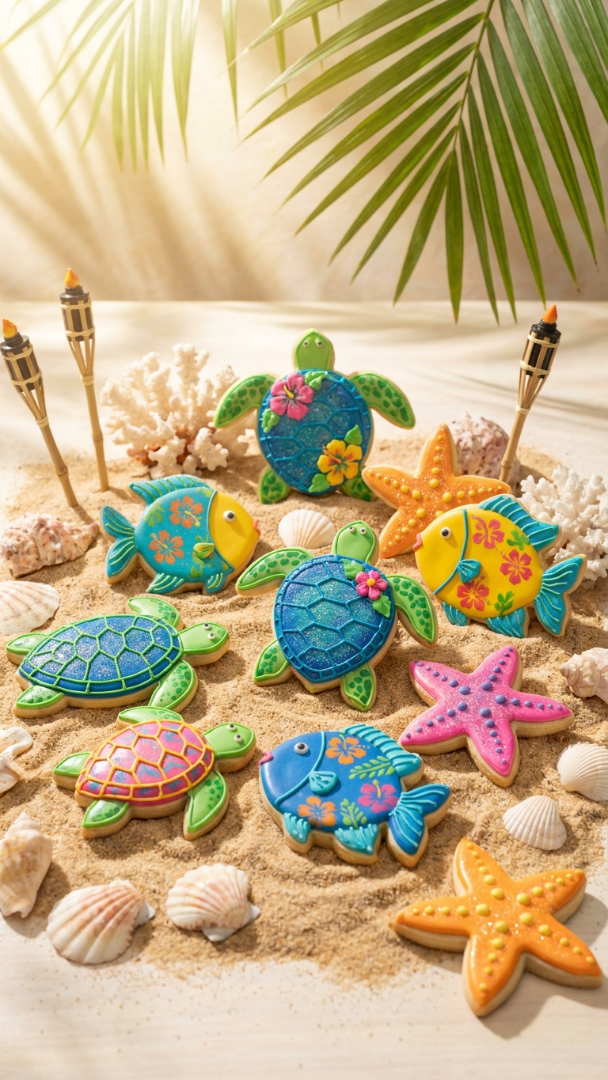 038 Sea Creature Luau Cookie Ideas for Kids Birthday Parties - Themed Ideas