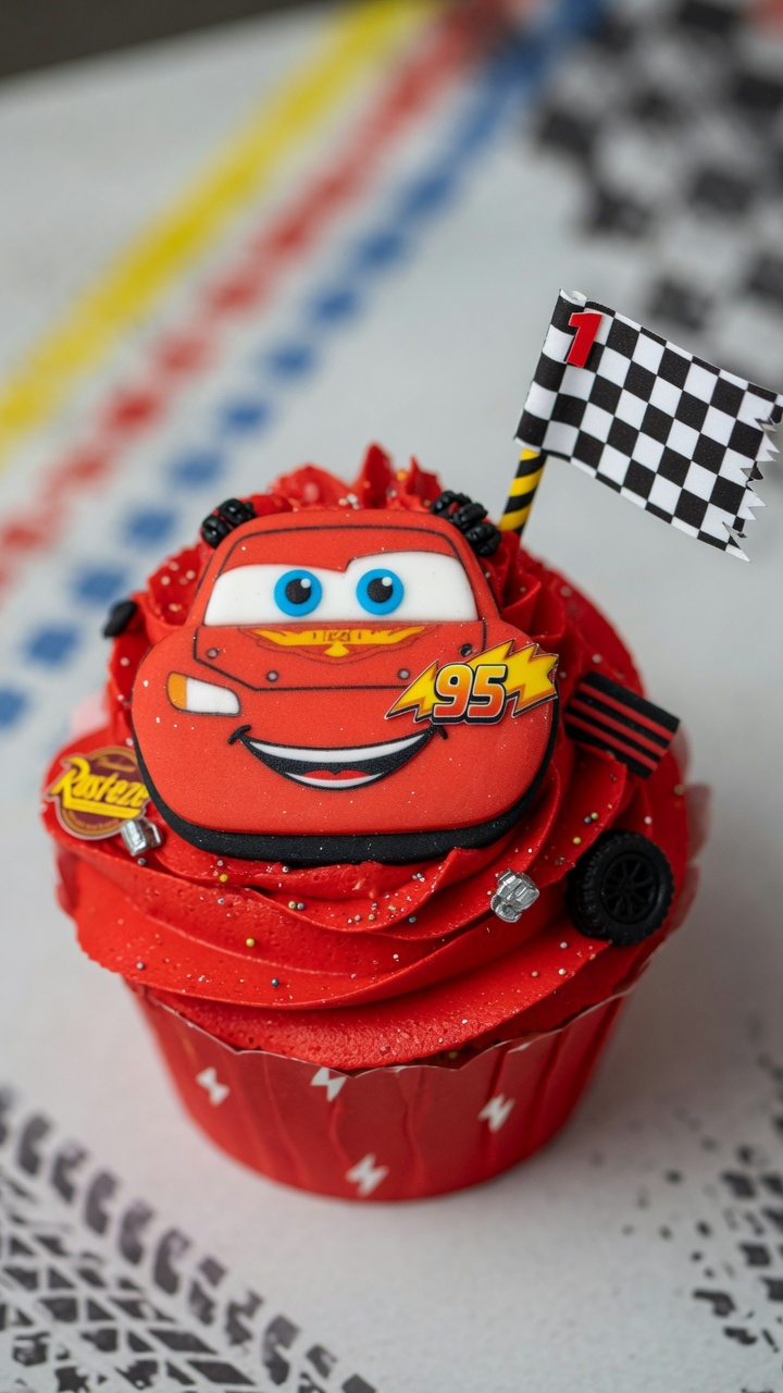 042 Lightning McQueen Cupcake Design for Kids Parties - Themed Ideas