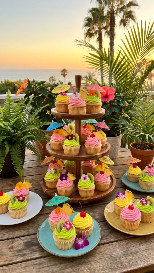044 Luau Theme Cupcake Inspiration for Kids Parties - Themed Ideas