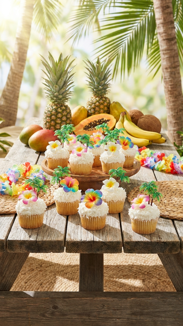 046 Tropical Luau Cupcake Designs for Kids Birthdays - Themed Ideas