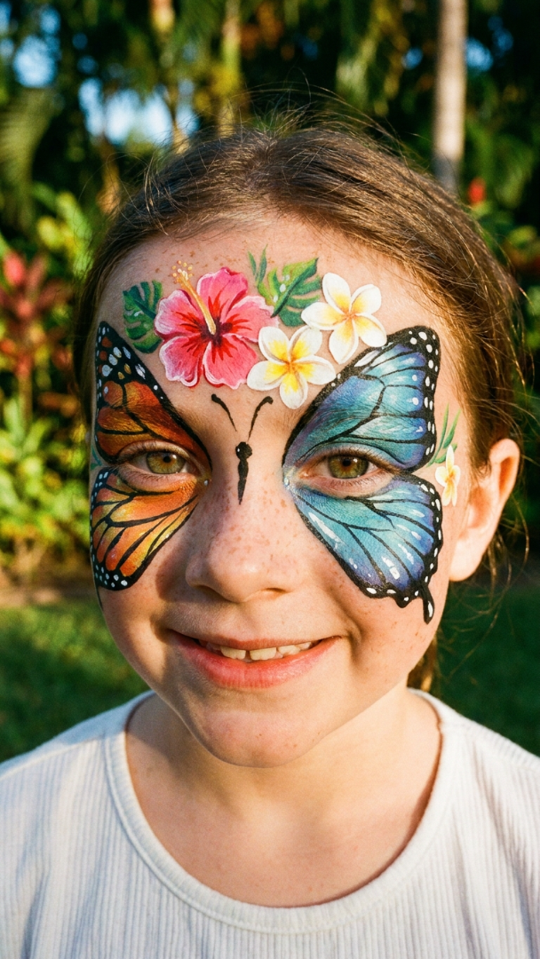 054 Creative Luau Face Painting for Kids Butterfly Designs - Themed Ideas