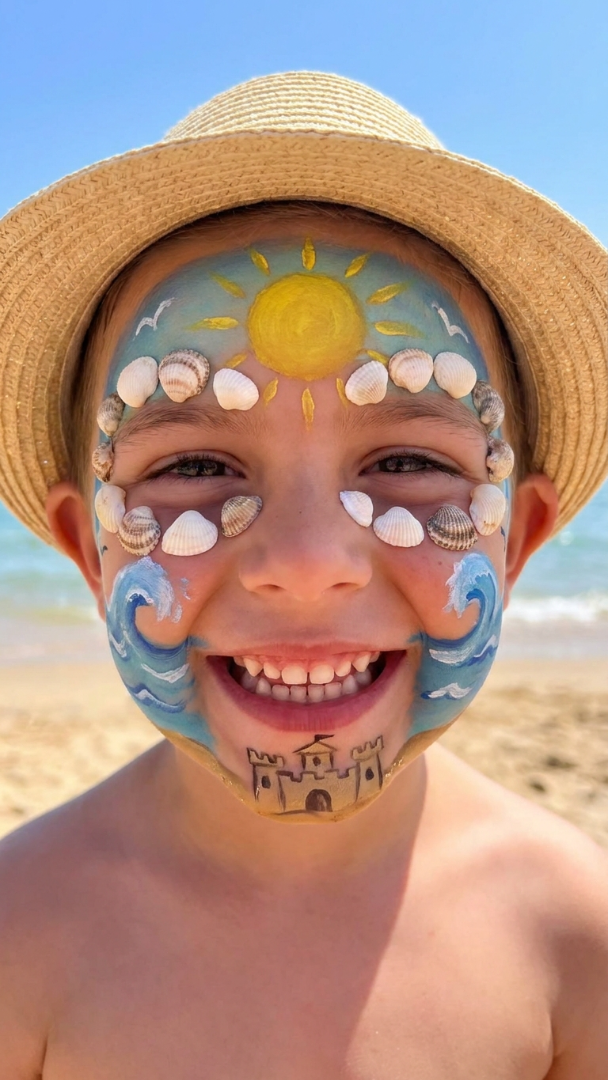 058 Whimsical Luau Face Painting Ideas Inspired by the Beach - Themed Ideas