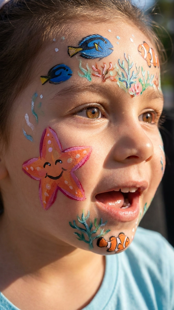 059 Imaginative Luau Face Paint Ideas Featuring Sea Stars and Fish - Themed Ideas