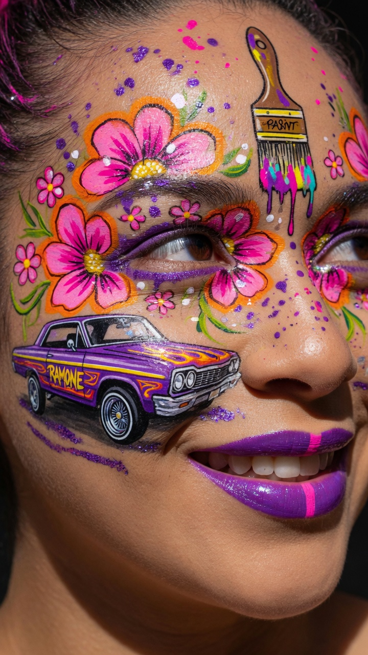 060 Colorful Disney Cars Face Paint Ideas Ramone Design - Themed Ideas