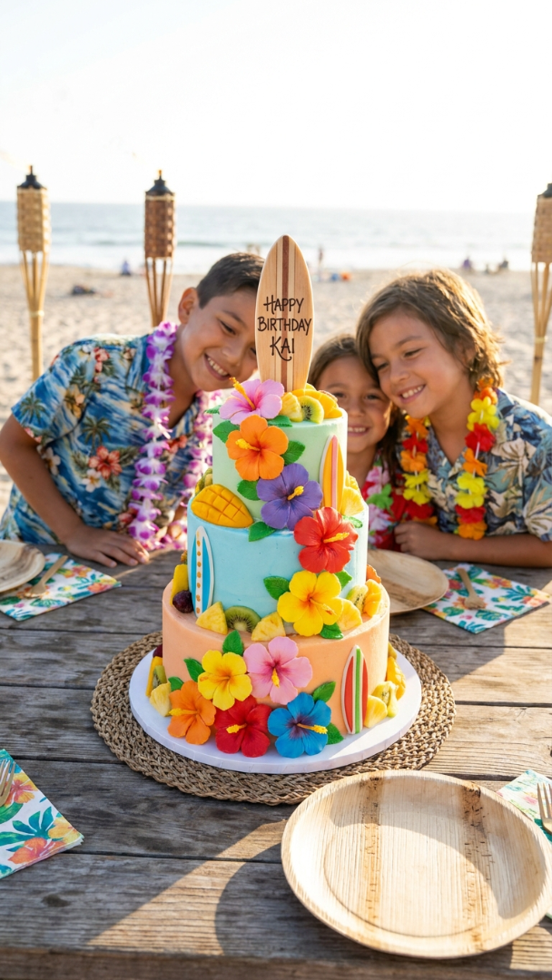 066 Delightful Luau Birthday Party Cake Ideas for Kids - Themed Ideas
