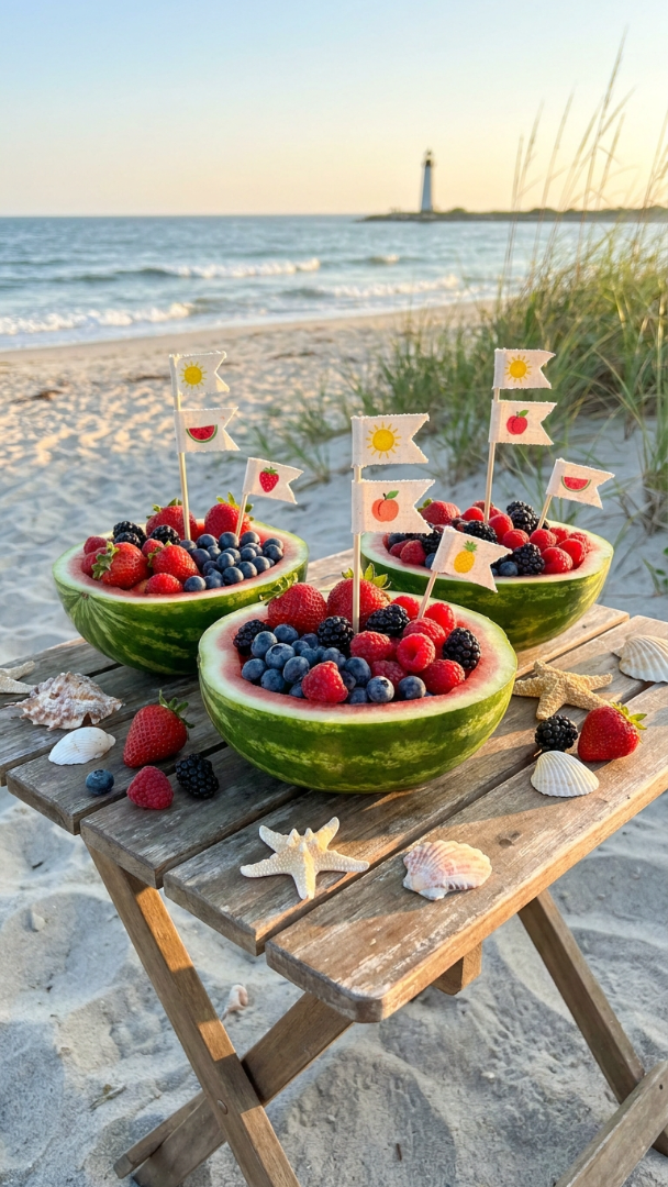 074 Creative Fruit Boat Snacks for Luau Themed Birthdays - Themed Ideas