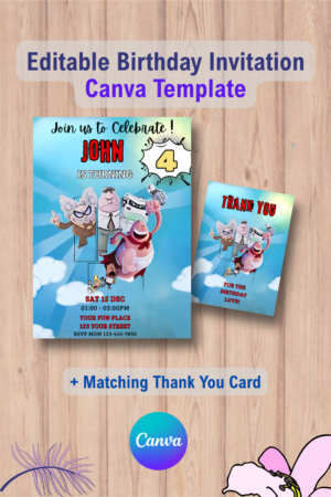 Captain Underpants Party Invitation with Thank You Card
