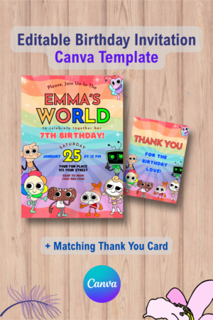 Dandy’s World Birthday Invitation with Thank You Card